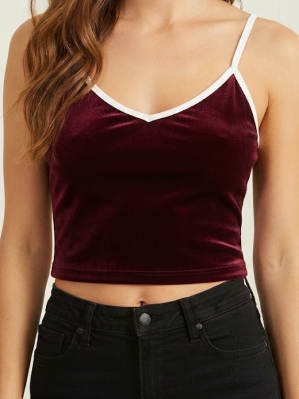 HALEY & JUNE Y2K Velour Cropped Cami Medium